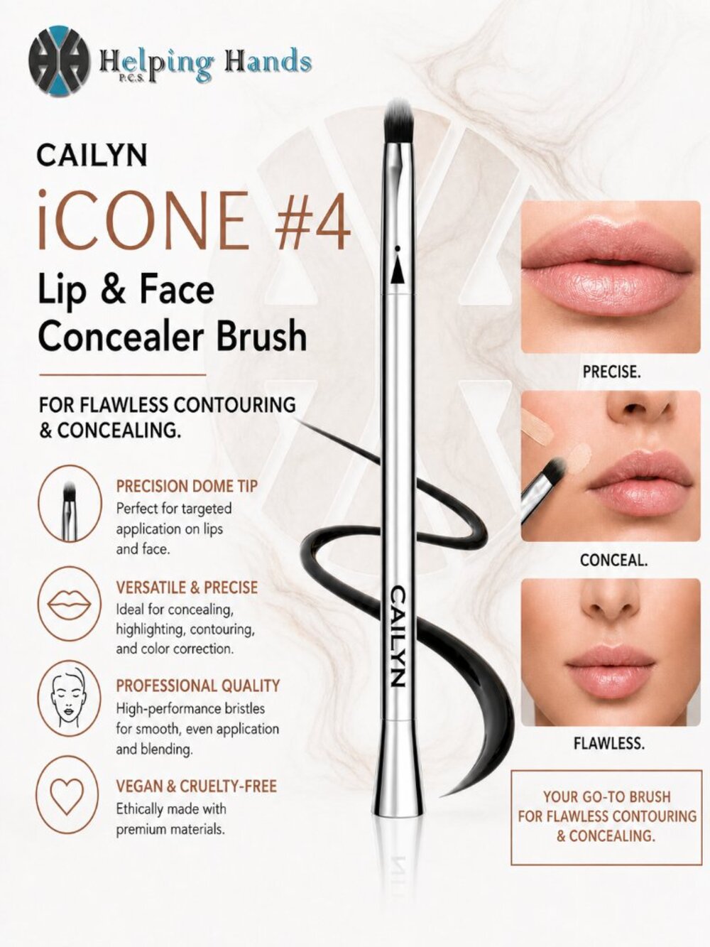 Cailyn iCONE #4 Lip & Face Concealer Brush For Flawless Contouring & Concealing